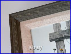 1970 Janet Montgomery Listed Dallas Texas Artist Folk Art Oil Painting Vtg Rare