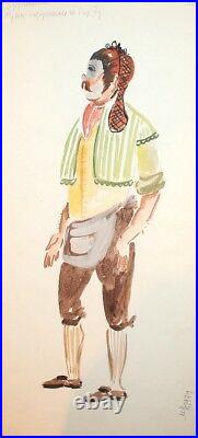 1974 Man folk costume design wc painting signed