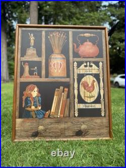 1986 Vintage Framed Folk Art Original Oil Painting by H. Huntington