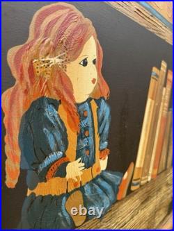 1986 Vintage Framed Folk Art Original Oil Painting by H. Huntington