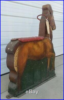 19Th C Antique Carved & Painted Wood Deer Carnival Animal Carousel Ride folk art