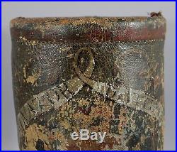 19thC Antique Primitive Folk Art Painted Leather Fire Bucket, No Reserve