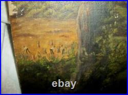 19th C. OIL PAINTING FOLK ART COUNTRY BLACK AMERICANA SHARECROPPERS RESTORATION
