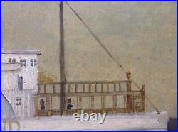 19th Century Antique Oil Painting AMERICAN FOLK ART MARYLAND Nautical Boat c1851