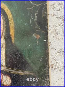 19th Century St Rita of Cascia Oil on Tin Retablo Mexican Folk Art 14x10