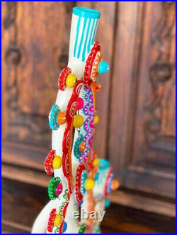 21 Mexican Tree of Life Folk Art Pottery Candle Handmade Painted Ceramic BOHO