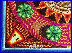 23.5 Huichol Yarn painting 60-047 Mexican Painting, Mexican Folk art, Wall art