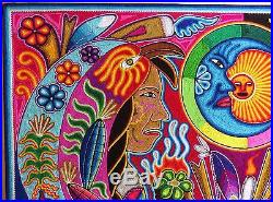 23.5 Huichol Yarn painting 60-078 Mexican Painting, Mexican Folk art, Wall art