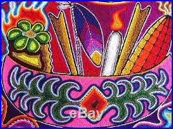 23.5 Huichol Yarn painting 60-078 Mexican Painting, Mexican Folk art, Wall art