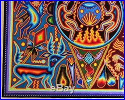 23.5 Huichol yarn painting, Mexican Folk art, Wall art, Mexican painting 60-102