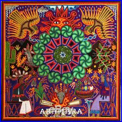 23.5 Huichol yarn painting, Mexican Folk art, Wall art, Mexican painting 60-112