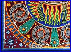 23.5 Huichol yarn painting, Mexican Folk art, Wall art, Mexican painting 60-137