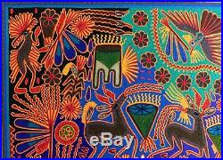 23.5 Huichol yarn painting, Mexican Folk art, Wall art, Mexican painting 60-150