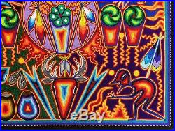 23.5 Huichol yarn painting, Mexican Folk art, Wall art, Mexican painting 60-170