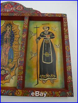 25 X 19 WOOD RETABLO hand painted, mexican painting, folk art