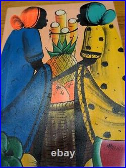 2 Original Signed Art Of Jamaican Women. D Roberts Folk Art Painting 10 x 7