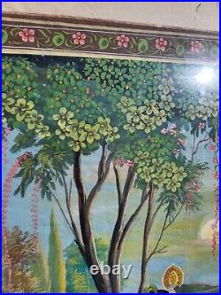 38x29 Large Krishna Radha Ethnic Decor Painting Handmade Hindu Indian Folk Art