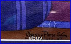 3 Artist Signed Ulderico Puma Ccama 2003 Watercolor Cusco Peru Andean