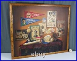 47 Folk art style painting of vintage Baseball, signed Huntington, Lou Gehrig