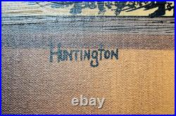 47 Folk art style painting of vintage Baseball, signed Huntington, Lou Gehrig
