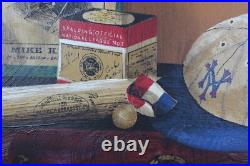 47 Folk art style painting of vintage Baseball, signed Huntington, Lou Gehrig