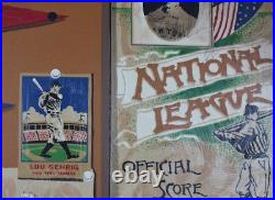 47 Folk art style painting of vintage Baseball, signed Huntington, Lou Gehrig