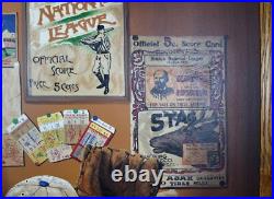 47 Folk art style painting of vintage Baseball, signed Huntington, Lou Gehrig