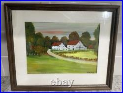 5 Charles Thomas Garland Original Paintings Signed PA Folk Art Landscapes Frame