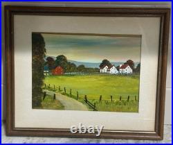 5 Charles Thomas Garland Original Paintings Signed PA Folk Art Landscapes Frame