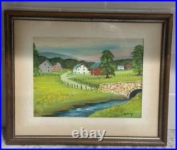 5 Charles Thomas Garland Original Paintings Signed PA Folk Art Landscapes Frame