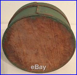 6 1/4 Antique Round Wooden Pantry Box Best Early Dry Green Paint Folk Art Aafa