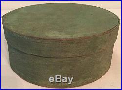 6.5 Antique Round Wooden Pantry Box Early Dry Crusty Green Paint Folk Art Aafa