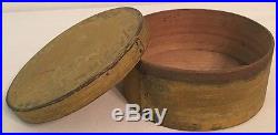 6+ Antique Round Wooden Pantry Box Early Dry Crusty Mustard Paint Folk Art Aafa
