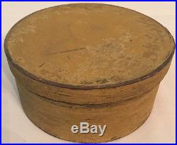 6+ Antique Round Wooden Pantry Box Early Dry Crusty Mustard Paint Folk Art Aafa