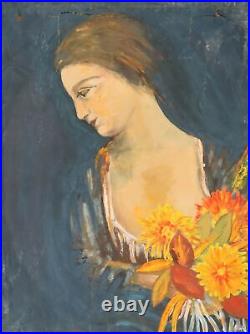 80s European oil painting woman portrait