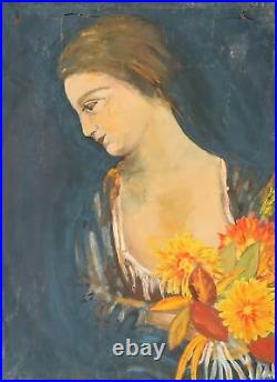 80s European oil painting woman portrait