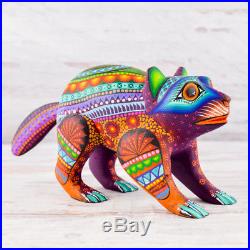 A1327 Raccoon Alebrije Oaxacan Wood Carving Painting Handcrafted Folk Art Mexi