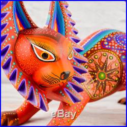 A1330 Cat Alebrije Oaxacan Wood Carving Painting Handcrafted Folk Art Mexi