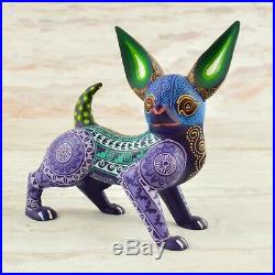 A1764 Dog Alebrije Oaxacan Wood Carving Painting Handcrafted Folk Art