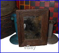 AAFA 1800s Folk Art Mirror Looking Glass Frame 19th C. BROWN paint