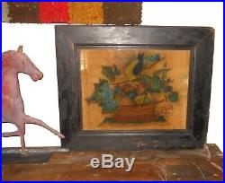 AAFA Antique 19th LARGE Folk Art Naive Country Primitive Painting Theorem