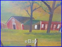 AAFA Antique VERY LARGE Folk Art Naive Country Primitive Painting