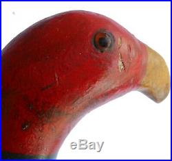 AAFA Early 1900s Antique Folk Art Primitive Parrot Bird Paint Wood Carved