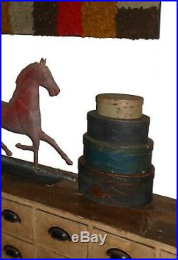 AAFA LARGE BLUE EARLY 1800s Folk Art Antique Shaker Oval Pantry Box Paint