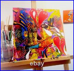 ABSTRACT Painting On Wood By Shannon Eaton Outsider Art