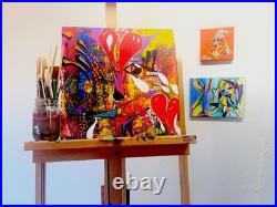 ABSTRACT Painting On Wood By Shannon Eaton Outsider Art