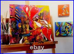ABSTRACT Painting On Wood By Shannon Eaton Outsider Art