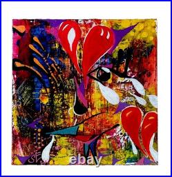 ABSTRACT Painting On Wood By Shannon Eaton Outsider Art
