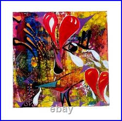 ABSTRACT Painting On Wood By Shannon Eaton Outsider Art