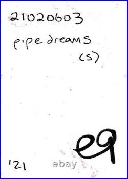 ACEO e9Art'pipe dreams #05' cat painting naive art brut humorous cartoon folk